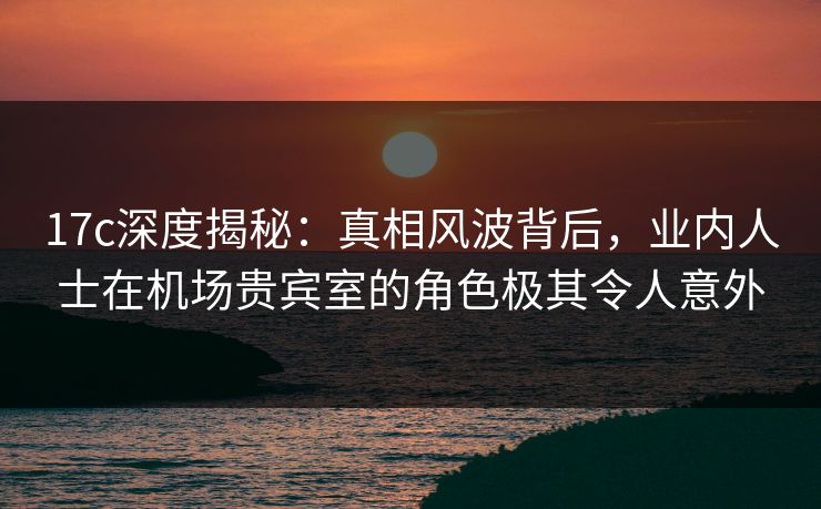 17c深度揭秘：真相风波背后，业内人士在机场贵宾室的角色极其令人意外