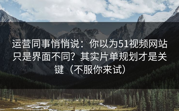 运营同事悄悄说:你以为51视频网站只是界面不同?其实片单规划才是关键(不服你来试)