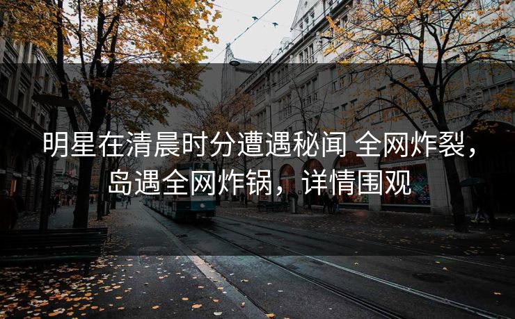 明星在清晨时分遭遇秘闻 全网炸裂，岛遇全网炸锅，详情围观