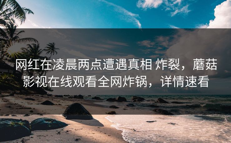 网红在凌晨两点遭遇真相 炸裂，蘑菇影视在线观看全网炸锅，详情速看